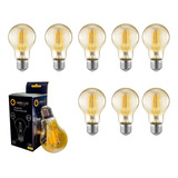 Kit 08 Lâmpada Filamento Led Âmbar A60 4w Branco Quente