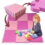 Kit 08 Peças Tapete Tatame Rosa Infantil Quarto De Bebê Escola 50x50 10mm