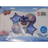 Kit 1 Balão Baby Shark 2 Redondo 2 Estrelas