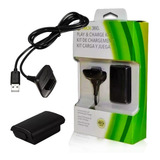Kit 1 Bateria P Controle Xbox 360 1 Cabo Carregador 1 4m