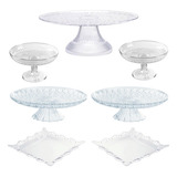 Kit 1 Boleira 30cm 2 Boleira 19cm 2 Doceira 2 Bandejas