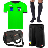 Kit 1 Camisa Verde Arbitro Futebol 1 Short 1 Meião Brinde