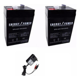 Kit 1 Carregador 6v 800mah Garras Jacaré 2 Baterias 6v 4ah