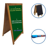 Kit 1 Cavalete Quadro Negro 1 Giz Liquido 1 Mini Cavalete