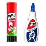 Kit 1 Cola Escolar Banca Tenaz 110g 1 Cola Bastão Pritt 40g