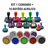 Kit 1 Comando Aegir 10 Botões Acrílico Fliperama Games Rasp