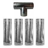 Kit 1 Conexão Em T Galvanizadas E 4 Dutos C 1 Metro 250mm