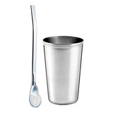 Kit 1 Cuia Copo Inox 200ml 1 Bomba Lisa Prática Erva Tereré