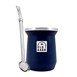 Kit 1 Cuia Térmica Parede Dupla De Alumínio 1 Bomba De Chimarrão Tereré Inox Filtro Redondo 19cm Old Barn Cor Azul