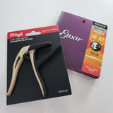 Kit 1 Encordoamentos Elixir Violao 010 Bronze Capotraste