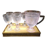 Kit 1 Jarra 6 Taças Bico Abacaxi jaca 300 Ml Rosa