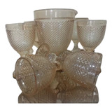 Kit 1 Jarra 6 Taças Bico De Abacaxi jaca 300 Ml Âmbar