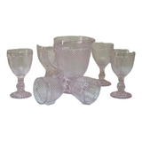 Kit 1 Jarra 6 Taças Bico De Abacaxi jaca 300 Ml Rosa