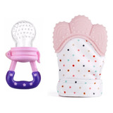 Kit 1 Luva Mordedora 1 Chupeta Alimentadora Mordedor Bebê
