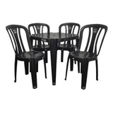 Kit 1 Mesa Com 4 Cadeiras Jardim Plastico Quadrada Conjunto