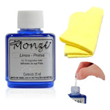 Kit 1 Monzi 35 Ml Limpa Prata 1 Flanela Magica Original