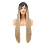 Kit 1 Peruca Lisa Longa Com Franja 3 Apliques Tictac Liso