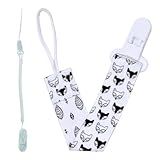 Kit 1 Prendedor De Chupetas Estampado E 1 Prendedor De Chupetas Mola Pietra Baby Menino Menina Infantil Bico Clipe Corrente Universal Trava Cordão Top Criança Feminino Masculino Branco E Raposinha 