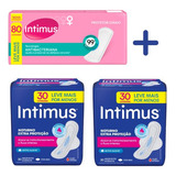 Kit 1 Protetor Diário 80u 2 Absorventes Intimus Noturno 30u