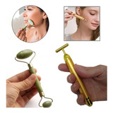 Kit 1 Rolo Massageador Elétrico Harmonização E 1 Rolo Jade