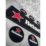 Kit 1 Tapete Barmat 12 Porta Copo Escorredor Chopp Heinekn