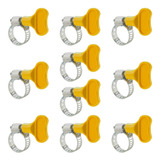 Kit 10 Abraçadeiras De Inox Borboleta Com Parafuso Zincado Cor Amarelo