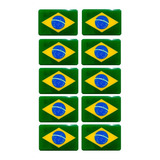 Kit 10 Adesivo Bandeira Brasil Bolsonaro Resinado Em Relevo