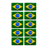 Kit 10 Adesivo Bandeira Brasil Bolsonaro Resinado Em Relevo