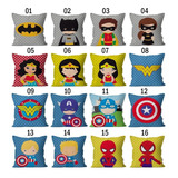 Kit 10 Almofadas Decoração Super Herois Geek Infantil 30x30