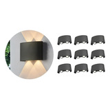 Kit 10 Arandela Led 4w Retangular 2 Focos Com 4 Lentes 3000k