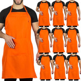 Kit 10 Avental De Cozinha Liso Preto Garçom Restaurante