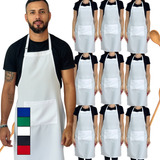 Kit 10 Avental Liso Cozinha Garçom Restaurante Uniforme