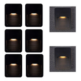 Kit 10 Balizador Preto Parede Escada Led Branco Quente