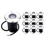 Kit 10 Balizador Spot Led 1w Piso Escada Deck Chão Branco Quente 3000k Resistente Água