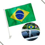 Kit 10 Bandeira Do Brasil Para Vidro Do Carro Em Tecido