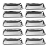 Kit 10 Bandeja Aço Inox Retangular 40x30 Rasa Restaurante