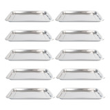 Kit 10 Bandejas Aço Inox Retangular Rasa 36 X 27 Restaurante