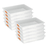 Kit 10 Bandejas Plásticas Para Açougue Multiuso 7 5 L Pleion Cor Branco