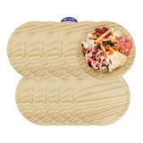 Kit 10 Bandejas Tabuas De Madeira Redonda Petisqueira Pizza