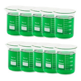 Kit 10 Becker De Vidro Forma Baixa Graduado 250ml Bequer