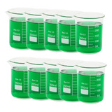 Kit 10 Becker De Vidro Forma Baixa Graduado 250ml Bequer
