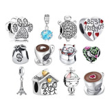 Kit 10 Berloque Paris Prata 925 Pulseira Pandora Vivara