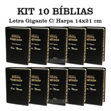 Kit 10 Bíbias Letra Gigante C/ Harpa Luxo Preta - 14x21cm