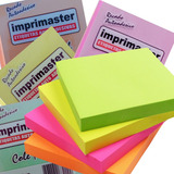 Kit 10 Blocos Recados 76x76mm Cole Facil Colorido 100fls Cor Rosa Laranja Amarelo Verde