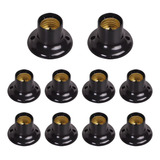 Kit 10 Bocal Lâmpada Soquete E27 Fixo Suporta 150w Preto