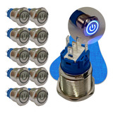 Kit 10 Botão 19mm On Off Com Trava 12v Led 5 Terminais
