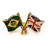 Kit 10 Bótom Pim Bandeira Brasil X Reino Unido Inglaterra