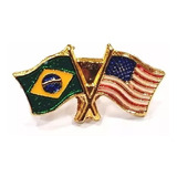 Kit 10 Bótom Pim Broche Bandeira Brasil X Estados Unidos Eua