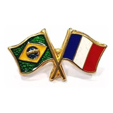 Kit 10 Bótom Pim Broche Bandeira Brasil X França Folheado