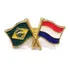 Kit 10 Bótom Pim Broche Bandeira Brasil X Holanda Folheado